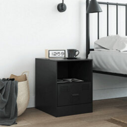 Berkfield Bedside Cabinet Black 34.5X39X44 Cm Steel - thumbnail 3