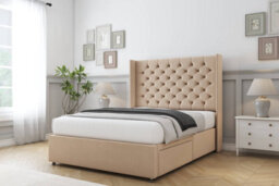 "Sloomy Dior Pebble Plush Divan Bed Base 2 Drawers Foot-End With 54"" Wingback Headboard 4' Small Double" - thumbnail 3