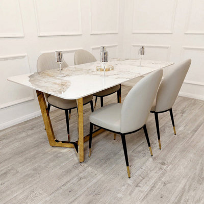 Stratus Interiors Lucien 1.6 Chrome Dining Table With Polar White Sintered Stone Top