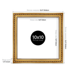 10X10 Gold Ornate Picture Frame (25.4 X 25.4Cm) Poster, Photo, Artwork, Gallery Wall Or Print - thumbnail 2