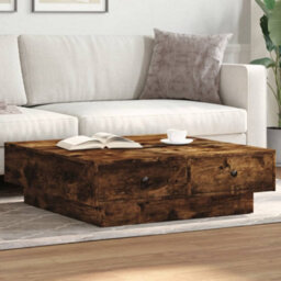 Berkfield Coffee Table Smoked Oak 90X90X28 Cm Engineered Wood - thumbnail 1