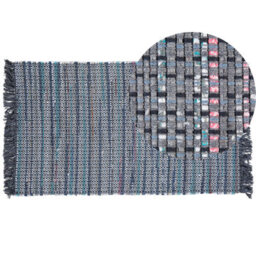 Beliani Rug Besni Grey 80 X 150 Cm Cotton