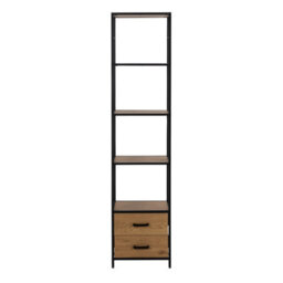 Furniture To Go Seaford Bookcase With 2 Drawers And 3 Shelves In Black & Oak - thumbnail 2