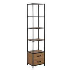Furniture To Go Seaford Bookcase With 2 Drawers And 3 Shelves In Black & Oak - thumbnail 1