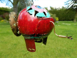 Metal Hanging Red Elephant Animal Tea Light Candle Holder - thumbnail 3