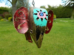 Metal Hanging Red Elephant Animal Tea Light Candle Holder - thumbnail 2