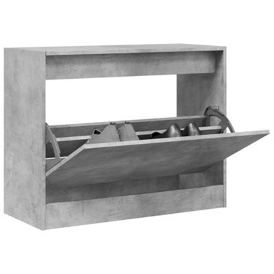 Walplus Shoe Cabinet Concrete Grey 80X34X63 Cm Engineered Wood - image 1