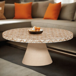 Inlay Acacia Wood Floral Low Coffee Table - thumbnail 7