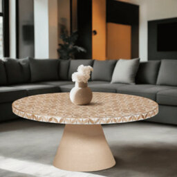 Inlay Acacia Wood Floral Low Coffee Table - thumbnail 5