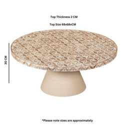 Inlay Acacia Wood Floral Low Coffee Table - thumbnail 6