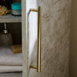 Homestylestore 450mm Concrete Grey Floorstanding Corner Bathroom Vanity Unit And Aged Gold T Bar Handle - thumbnail 4