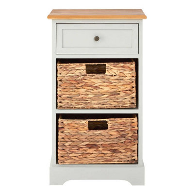 Premier Housewares Interiors By Premier Rustic Style One Drawer Two Baskets Cabinet, Compact Design Display Cabinet, Spacious Side Cabinet - image 1