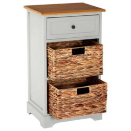 Premier Housewares Interiors By Premier Rustic Style One Drawer Two Baskets Cabinet, Compact Design Display Cabinet, Spacious Side Cabinet - thumbnail 3