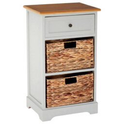Premier Housewares Interiors By Premier Rustic Style One Drawer Two Baskets Cabinet, Compact Design Display Cabinet, Spacious Side Cabinet - thumbnail 2