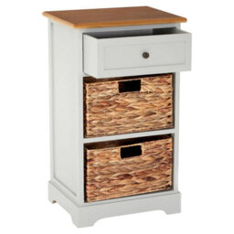 Premier Housewares Interiors By Premier Rustic Style One Drawer Two Baskets Cabinet, Compact Design Display Cabinet, Spacious Side Cabinet - thumbnail 4