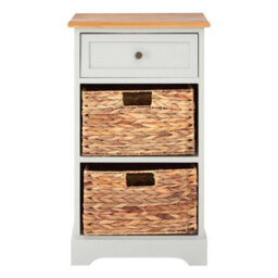 Premier Housewares Interiors By Premier Rustic Style One Drawer Two Baskets Cabinet, Compact Design Display Cabinet, Spacious Side Cabinet - thumbnail 1