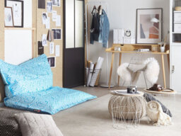 Beliani Bean Bag Cover Fuzzy 180 Cm 140 Cm Light Blue - thumbnail 2