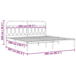 Berkfield Metal Bed Frame Without Mattress With Headboard Black 200X200Cm - thumbnail 8