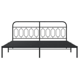Berkfield Metal Bed Frame Without Mattress With Headboard Black 200X200Cm - thumbnail 4