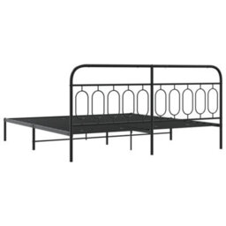 Berkfield Metal Bed Frame Without Mattress With Headboard Black 200X200Cm - thumbnail 6
