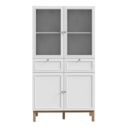 Furniture To Go Wensley Display Cabinet With 2 Doors 2 Drawers And 2 Glass Doors In Light Grey And Oak - thumbnail 2