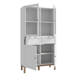 Furniture To Go Wensley Display Cabinet With 2 Doors 2 Drawers And 2 Glass Doors In Light Grey And Oak - thumbnail 3