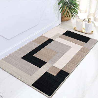 Oxford Homeware Printed Rug, Non-Slip Pet Friendly, Area Rugs And Floor Rug, (Milo Neutral, 60X110Cm)