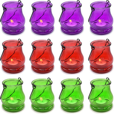 volila Set Of 12 Hanging Tealight Candle Holders Glass Decoration Gift Garden Lights - image 1