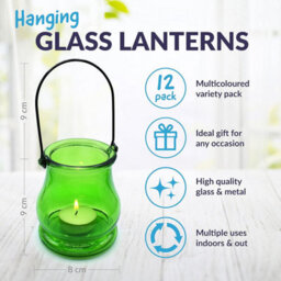 volila Set Of 12 Hanging Tealight Candle Holders Glass Decoration Gift Garden Lights - thumbnail 2