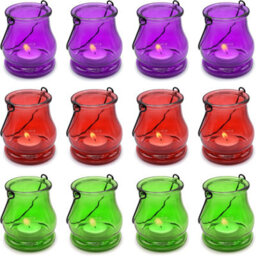 volila Set Of 12 Hanging Tealight Candle Holders Glass Decoration Gift Garden Lights - thumbnail 1
