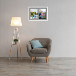 AK Frames 20X14 White Modern Multi Photo Frame With Mid Grey Mount - Holds 2 Apertures (2X) A4 Photos - thumbnail 3