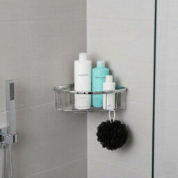 Plum&clay Solid Brass Single Corner Chrome Shower Basket - thumbnail 3