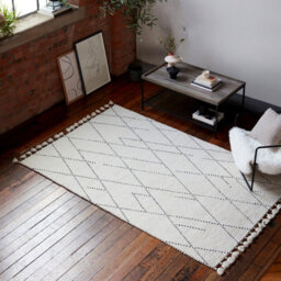 Cream Easy To Clean Geometric Modern , Wool Rug For Living Room, Bedroom - 200Cm X 290Cm - thumbnail 2