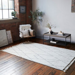Cream Easy To Clean Geometric Modern , Wool Rug For Living Room, Bedroom - 200Cm X 290Cm - thumbnail 1