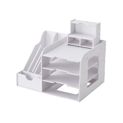 Living And Home White Desktop Letter Tray Desk Organiser - image 1