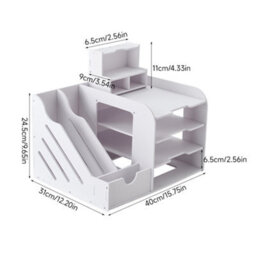 Living And Home White Desktop Letter Tray Desk Organiser - thumbnail 5