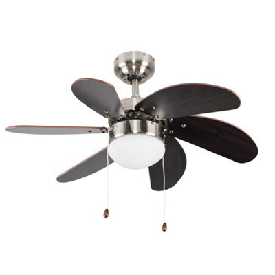 "Valuelights Typhoon 30"" 6 Blade Chrome & Black Ceiling Fan With Bulb" - image 1