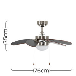 "Valuelights Typhoon 30"" 6 Blade Chrome & Black Ceiling Fan With Bulb" - thumbnail 9