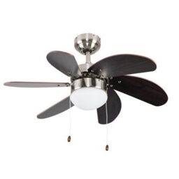 "Valuelights Typhoon 30"" 6 Blade Chrome & Black Ceiling Fan With Bulb"