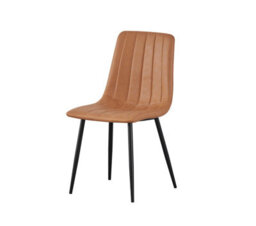 Mof Faux Suede Set Of 4 Dining Chairs With Sturdy Metal Legs Chairs With Backrest And Padded Seat Orange Stripe - thumbnail 5