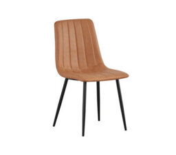 Mof Faux Suede Set Of 4 Dining Chairs With Sturdy Metal Legs Chairs With Backrest And Padded Seat Orange Stripe - thumbnail 4