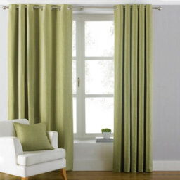 Paoletti Atlantic Twill Woven Room Darkening Eyelet Curtain Pair Green (W)229Cm X (D)137Cm - thumbnail 1