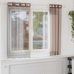 Berkfield Voile Curtains With Grommets 2 Pcs Brown 140X140 Cm