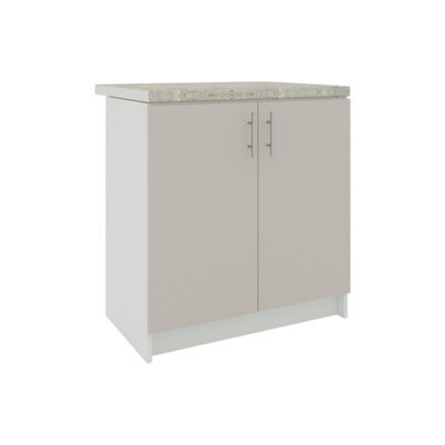 Jd Greta Kitchen Base Sink Unit 800mm Cabinet With Doors 80Cm Cashmere Matt With Worktop - image 1