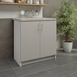 Jd Greta Kitchen Base Sink Unit 800mm Cabinet With Doors 80Cm Cashmere Matt With Worktop - thumbnail 2