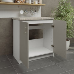 Jd Greta Kitchen Base Sink Unit 800mm Cabinet With Doors 80Cm Cashmere Matt With Worktop - thumbnail 3