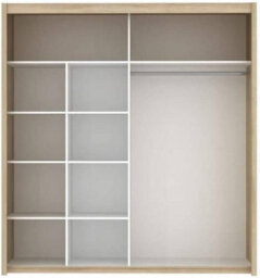 Arte Sophisticated Graphite Inova Sliding Door Wardrobe W2000mm H2160mm D620mm - Mirror Finish, Eight Shelves, Ample Storage - thumbnail 3