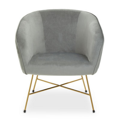 Orsina Grey Chair With Metal Frame, Comfy Grey Outdoor Velvet Chair Metal, Effortless Cleaning Velvet Chair - image 1