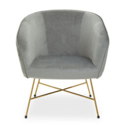 Orsina Grey Chair With Metal Frame, Comfy Grey Outdoor Velvet Chair Metal, Effortless Cleaning Velvet Chair - thumbnail 1