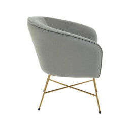 Orsina Grey Chair With Metal Frame, Comfy Grey Outdoor Velvet Chair Metal, Effortless Cleaning Velvet Chair - thumbnail 3